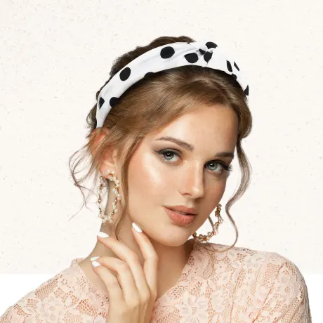 Unique Bargains- Polka Dot Wide Knotted Headband