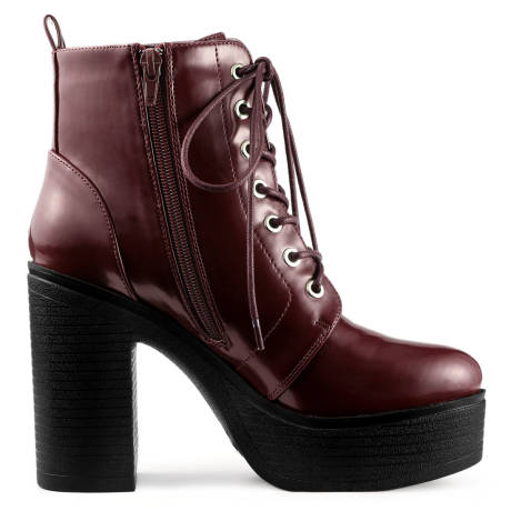 Allegra K - Platform Chunky High Heel Combat Boots