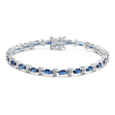 Genevive Sterling Silver with 3mm Coloured Cubic Zirconia Tennis Bracelet