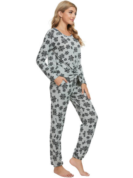 cheibear - Lounge Long Sleeve Nightwear with Pockets