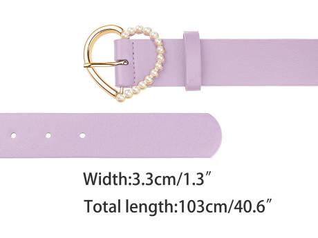 Allegra K- Heart-Shaped Buckle Bead Belt Waistband