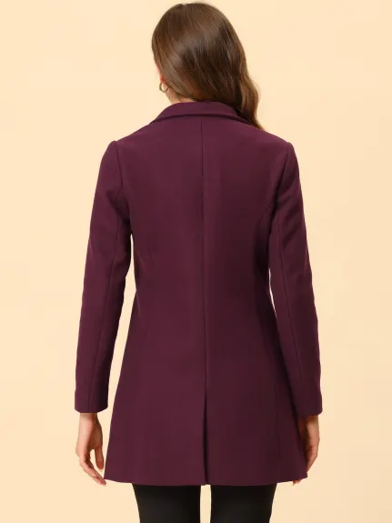 Allegra K- Classic Notched Lapel Long Overcoat