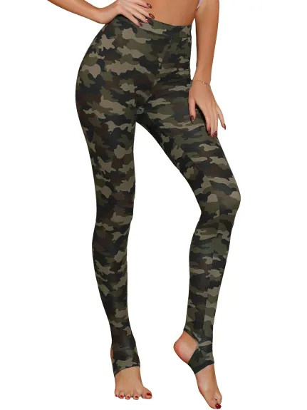 Allegra K - Printed Stretch Sports Casual Leggings