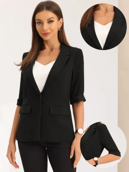 Allegra K - Chiffon Half Sleeve Dressy Blazer