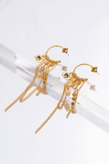 Boucles d'oreilles Iris Gold Radiant Reverie Gemstone Cascade - Rose vif