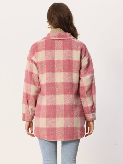 Allegra K- Plaid Shacket Flannel Coats