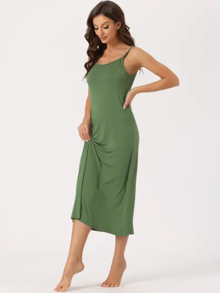 cheibear - Cami Tank Sleeveless Midi Sleepdress