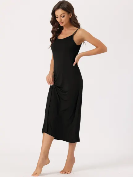 cheibear - Cami Tank Sleeveless Midi Sleepdress