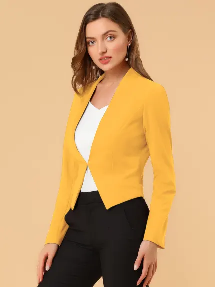 Allegra K- Suit Collarless Cropped Blazer Jacket