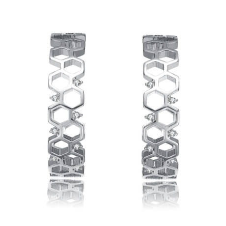 Rachel Glauber Gorgeous Open Hoop Earrings with Clear Cubic Zriconia