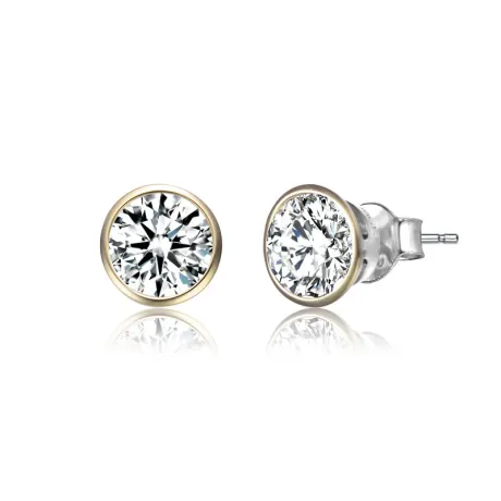 Genevive Sterling Silver with Clear Cubic Zirconia Stud Earrings