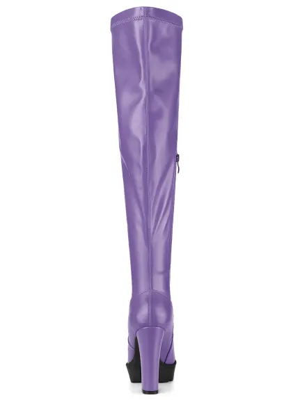 Allegra K - Chunky Heel Over Knee High Boots