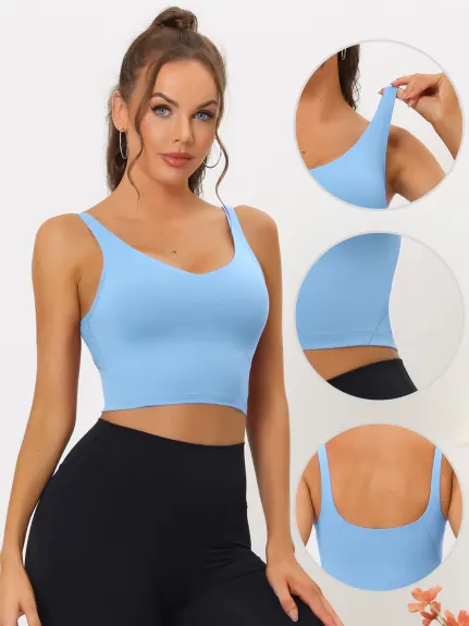 Allegra K- Sports Bra Longline Padded Yoga Tank Top