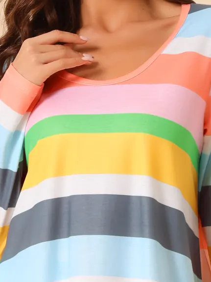 cheibear - Rainbow Stripe Cotton Lounge Set