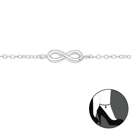 Sterling Silver Dainty Infinity Charm Anklet - Ag Sterling