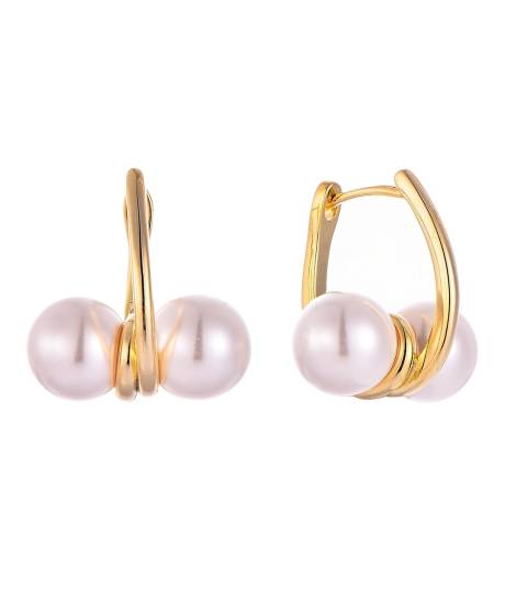 Waterproof Gold-Plated Pearl Hoop Earring