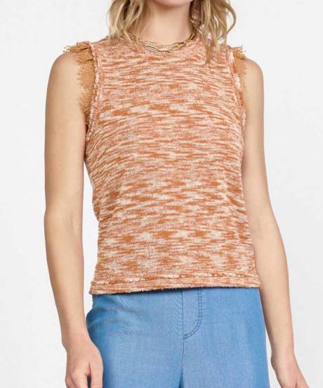 current air - Nadia Lace Trimmed Sleeveless Sweater