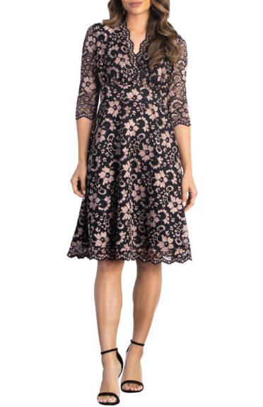 Kiyonna Mon Cherie Floral Lace Cocktail Dress