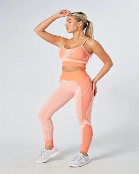 Twill Active - Recycled Colour Block Body Fit Seamless Sports Bra - Coral