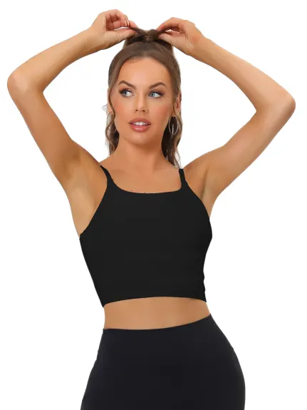 Allegra K- Longline Fitness Wirefree Padded Sports Bra Tank