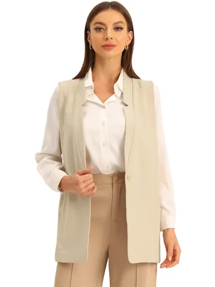 Allegra K- Open Front Lapel Collar Blazer Vest