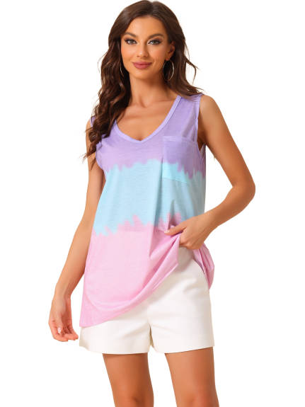 cheibear - Tie Dye Loungewear Tank Top