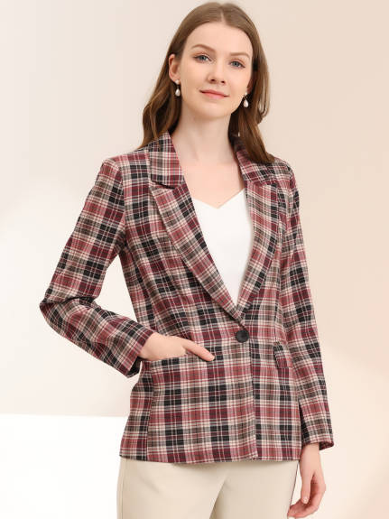 Allegra K- Notched Lapel Hip Length Blazer Suit