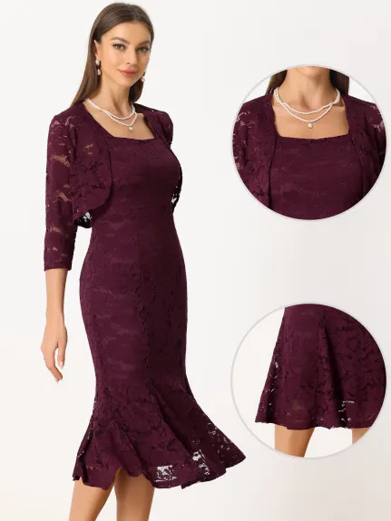 Allegra K - Sleeveless Lace Fishtail Dress Elegant Outfits