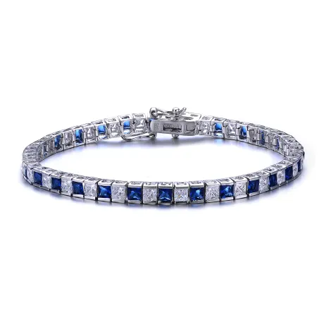 Genevive Bracelet de tennis élégant en argent sterling avec oxyde de zirconium carré coloré