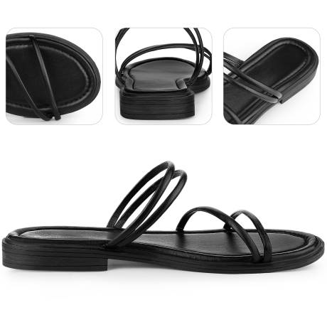 Allegra K - Summer Strappy Slingback Flat Sandals