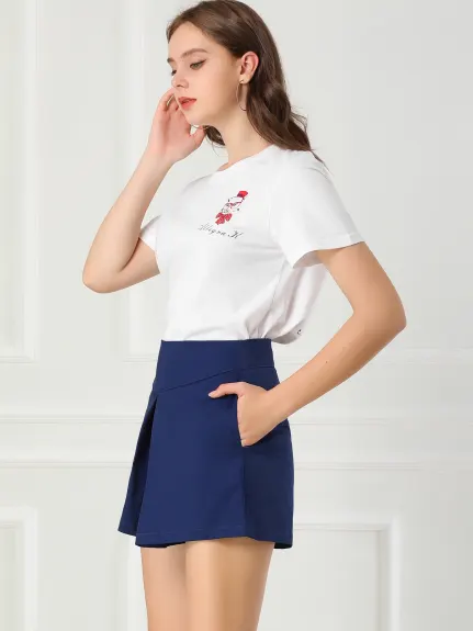 Allegra K - Short trapèze taille haute décontracté uni pour l'été