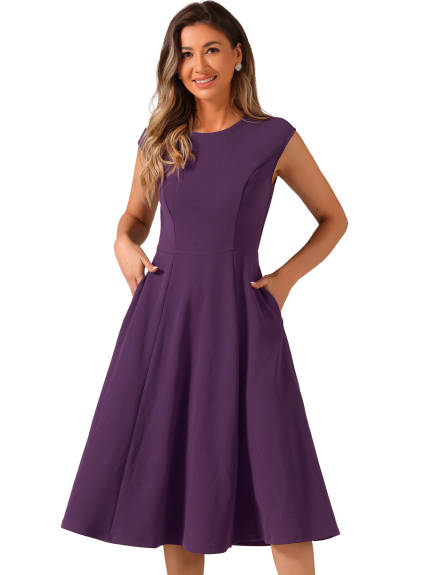 Allegra K - Elegant Cinched Waist A-Line Dress