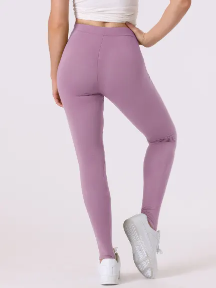 Allegra K - Solid Elastic Yoga Stirrup Leggings Pants