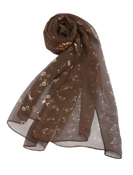 Allegra K- Floral Chiffon Long Scarf Wrap Shawl