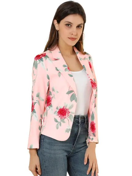 Allegra K- Open Front Casual Crop Suit Blazer Jacket