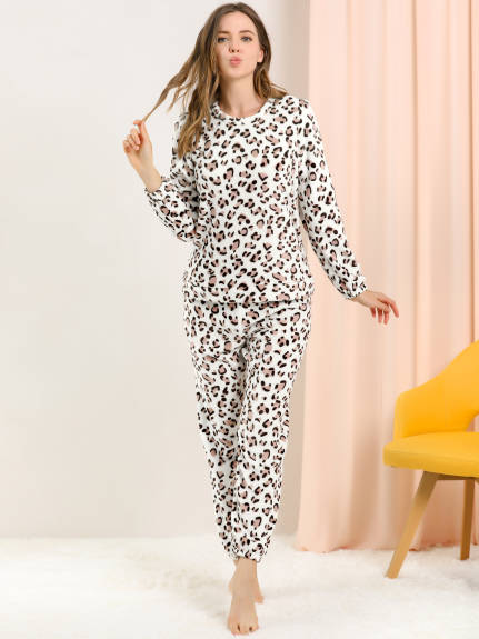 Allegra K- Flannel Pajama Set Long Sleeve Loungewear