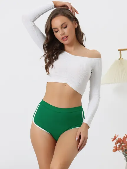 Allegra K- Slip taille basse côtelé à couverture complète