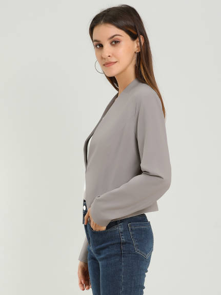 Allegra K- Suit Collarless Cropped Blazer Jacket