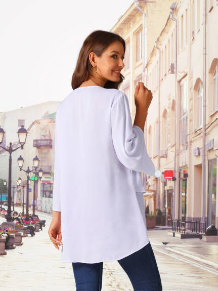 Allegra K - High Low Irregular Hem Chiffon Top