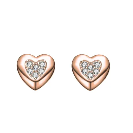 Rachel Glauber Lovely Heart Stud Earrings with Clear Cubic Zirconia