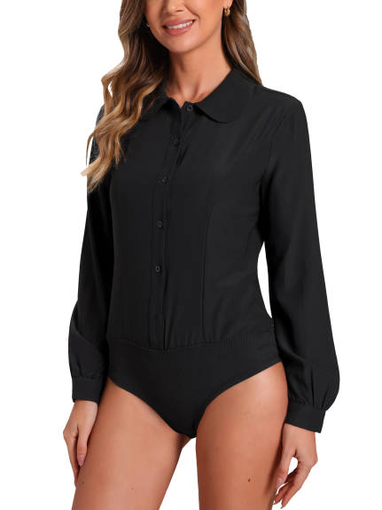 Allegra K - Peter Pan Collar Long Sleeve Work Shirt