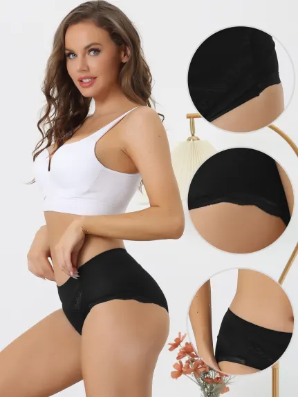 Allegra K- Slip sous-vêtement extensible taille moyenne en dentelle pour femme