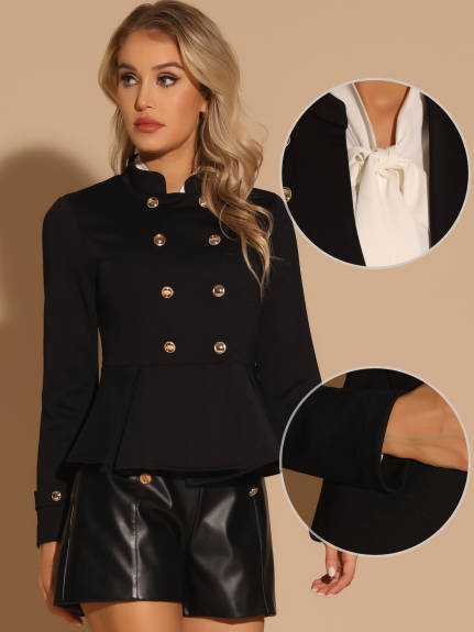 Allegra K- Blazer Steampunk Peplum Double Breasted