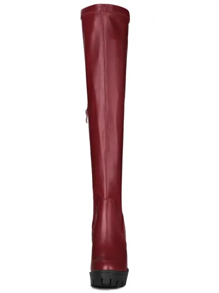 Allegra K - Chunky Heel Over Knee High Boots