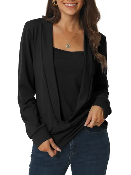 Allegra K- Square Neck Long Sleeve Knit Top