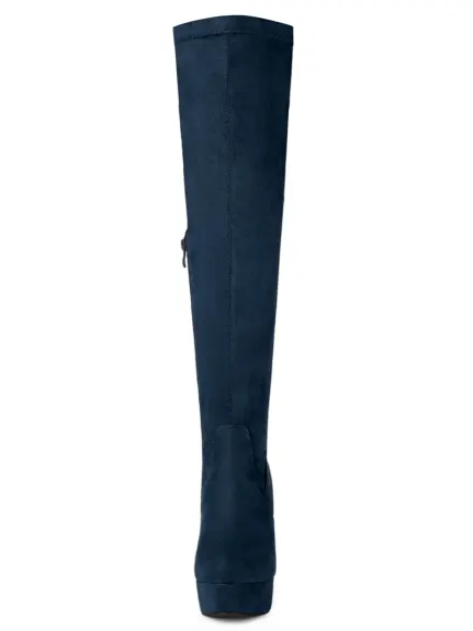 Allegra K - Platform Block Heel Over Knee High Boots