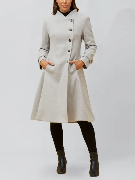 Annick - Harper Retro Flared Coat Side Buttons