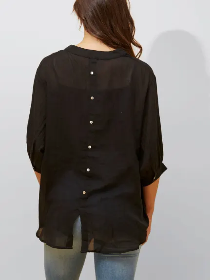 Annick - Roxanne Oversized Semi-Sheer Shirt Blouse Solid