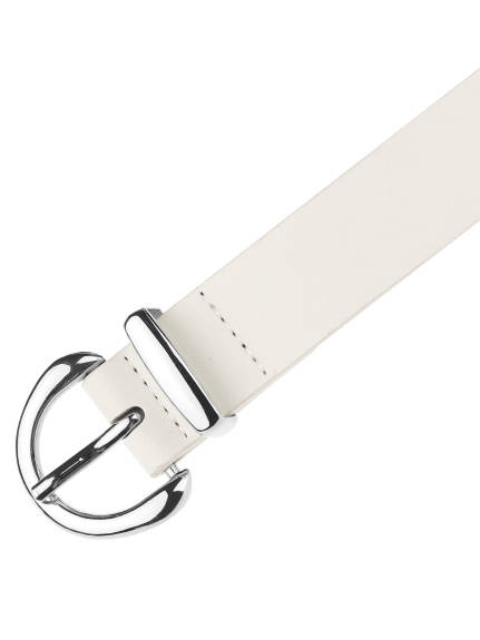 Allegra K- Faux Leather Belt with Silver Buckle