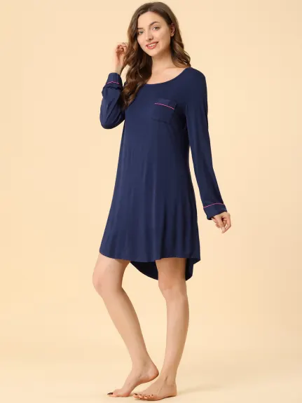 Allegra K- Round Neck Long Sleeve Sleepwear